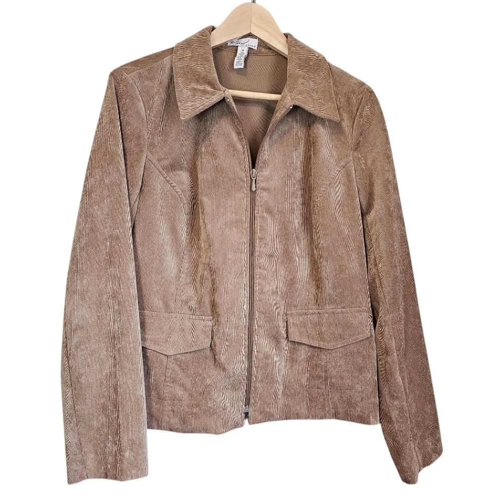 Kim Rogers zip up corduroy fitted style jacket womens size 10